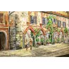 DIPINTO ACQUERELLO Colla ARONA VEDUTA PIAZZA DEL POPOLO BROLETTO LAGO MAGGIORE