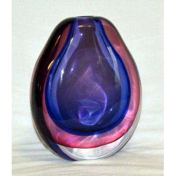 ANTICO VASO VETRO SOMMERSO 60 FLAVIO POLI GLASS BLU VASE VALVA GOCCIA  MURANO