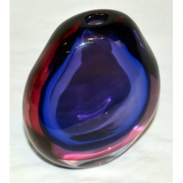 ANTICO VASO VETRO SOMMERSO 60 FLAVIO POLI GLASS BLU VASE VALVA GOCCIA  MURANO