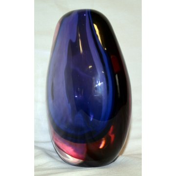 ANTICO VASO VETRO SOMMERSO 60 FLAVIO POLI GLASS BLU VASE VALVA GOCCIA  MURANO