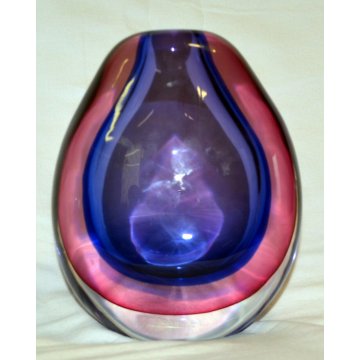 ANTICO VASO VETRO SOMMERSO 60 FLAVIO POLI GLASS BLU VASE VALVA GOCCIA  MURANO