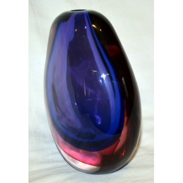 ANTICO VASO VETRO SOMMERSO 60 FLAVIO POLI GLASS BLU VASE VALVA GOCCIA  MURANO