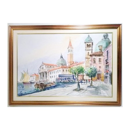Dipinto Antonello ZECCA Venezia la Giudecca, acquerello