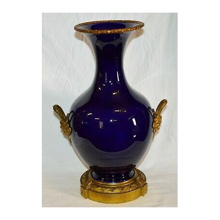 RARO VASO BIANSATO S.C.I. LAVENO BLU SEVRES OTTONE LIBERTY EPOCA 1900 OLD VASE