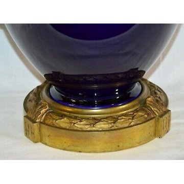 RARO VASO BIANSATO S.C.I. LAVENO BLU SEVRES OTTONE LIBERTY EPOCA 1900 OLD VASE