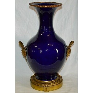 RARO VASO BIANSATO S.C.I. LAVENO BLU SEVRES OTTONE LIBERTY EPOCA 1900 OLD VASE