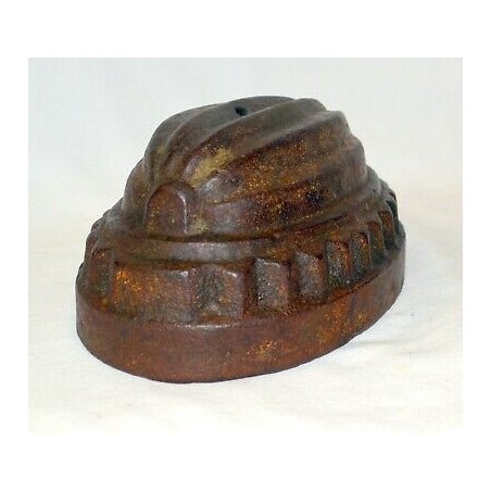 ANTICO SCULTURA STAMPO MATRICE BUDINIERA FORMA RAME BATTUTO GHISA BUDINO DOLCI