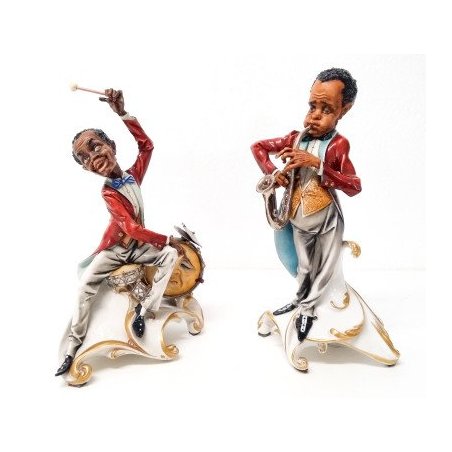 Coppia statuine porcellana Capodimonte - Jazzisti