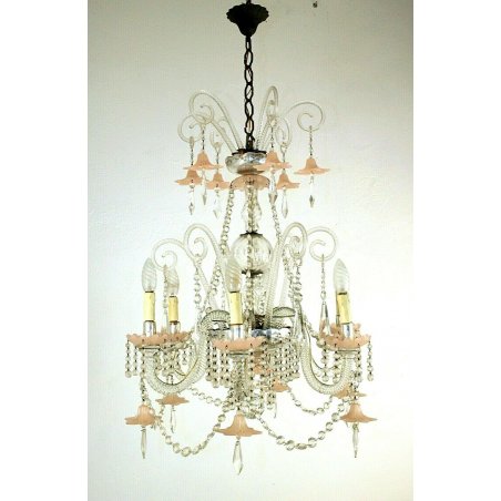 LAMPADARIO SOFFITTO STILE MARIA TERESA GOCCE CRISTALLO MURANO HANGING LAMP 50/60