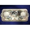 ANTICO set CAFFE' TETE A TETE Limoges FRANCE CERAMICA PORCELAIN DECORO FIORI ORO