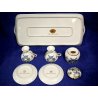 ANTICO set CAFFE' TETE A TETE Limoges FRANCE CERAMICA PORCELAIN DECORO FIORI ORO