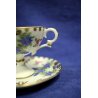 ANTICO set CAFFE' TETE A TETE Limoges FRANCE CERAMICA PORCELAIN DECORO FIORI ORO