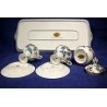 ANTICO set CAFFE' TETE A TETE Limoges FRANCE CERAMICA PORCELAIN DECORO FIORI ORO