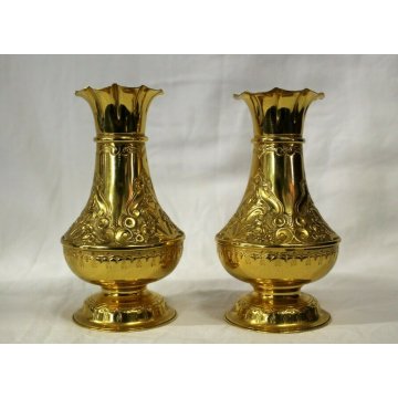  COPPIA ANTICHI VASI JAR VERMEIL BASSORILIEVO PUNZONATI INGHILTERRA IXXsec  UK