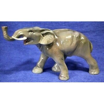 ANTICA FIGURA CERAMICA ELEFANTE ASIATICO SCULTURA FIRMATO ARTE ANIMALIER '900  