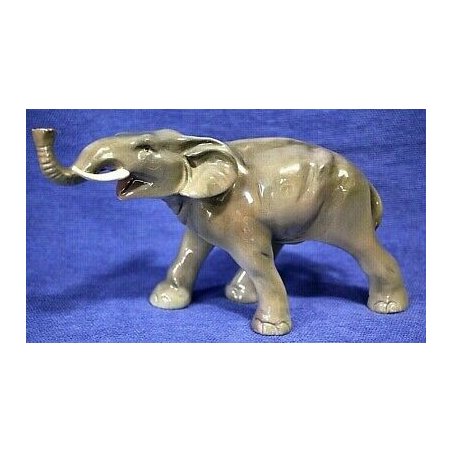 ANTICA FIGURA CERAMICA ELEFANTE ASIATICO SCULTURA FIRMATO ARTE ANIMALIER '900  