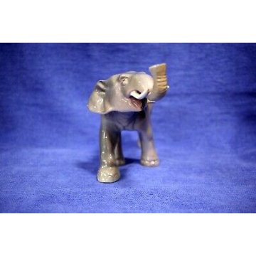 ANTICA FIGURA CERAMICA ELEFANTE ASIATICO SCULTURA FIRMATO ARTE ANIMALIER '900  