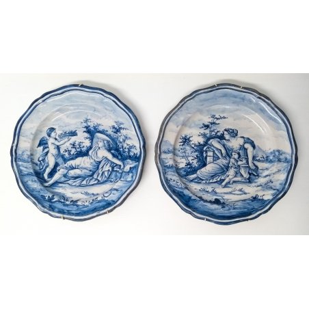 Coppia piatti da parete ceramica ALBA DOCILIA, 1900