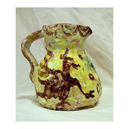 ANTICO GRANDE VASO BROCCA GREZZA RUSTICA CERAMICA SMALTATA GALLI Metà '900 old 