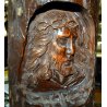 ANTICA SCULTURA CRISTO GESU LEGNO TRONCO CORTECCIA SCOLPITA EPOCA CHIESA INRI 