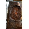ANTICA SCULTURA CRISTO GESU LEGNO TRONCO CORTECCIA SCOLPITA EPOCA CHIESA INRI 