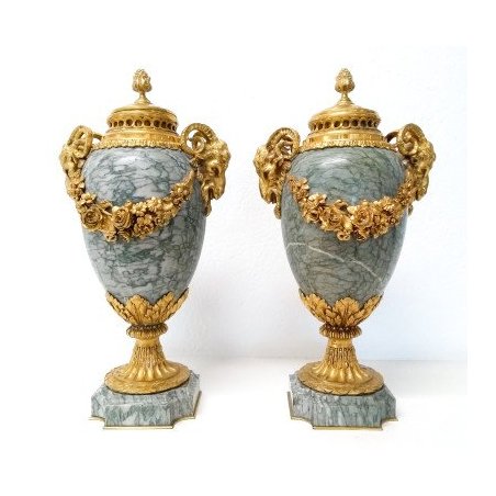 Coppia urne, marmo e bronzo, Colin Paris
