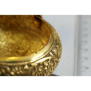  ANTICA SCATOLA TONDA MARTELLATA VERMEIL PORTA PASTICCHE PORTA CIPRIA IXX sec.