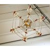 LAMPADARIO SOFFITTO STILE MARIA TERESA GOCCE AMBRA CRISTALLO MURANO 1950/60