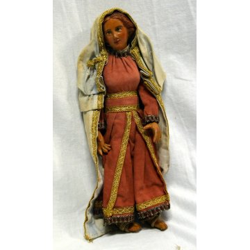 ANTICA SCULTURA MADONNA MARIA PRESEPE NAPOLETANO FIGURA ABITO MADDALENA CHIESA