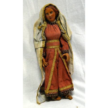 ANTICA SCULTURA MADONNA MARIA PRESEPE NAPOLETANO FIGURA ABITO MADDALENA CHIESA