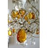 LAMPADARIO SOFFITTO STILE MARIA TERESA GOCCE AMBRA CRISTALLO MURANO 1950/60