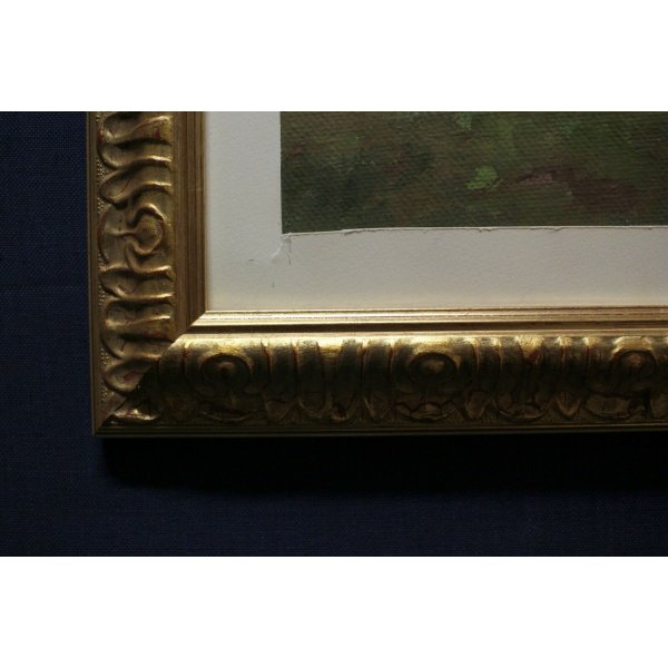 Quadro Olio su Tela Paesaggio Firmato con Cornice in Legno Dorata - AUC4863