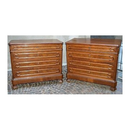 COPPIA  ANTICO 2 COMO UMBERTINO 1800 COMO' NOCE RADICA CASSETTIERA CASSETTONE