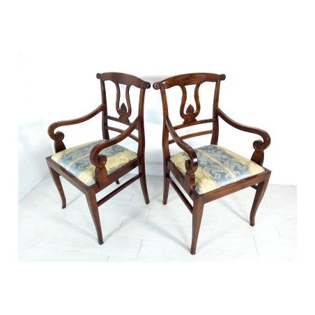 Coppia sedie stile CARLO X, in noce