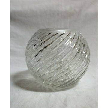 VASO CRISTALLO MOLATO SFERA DESIGN SPIRALE '900 VETRO OLD GLASS VASE SCULPTURE 