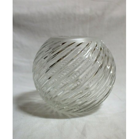 VASO CRISTALLO MOLATO SFERA DESIGN SPIRALE '900 VETRO OLD GLASS VASE SCULPTURE 