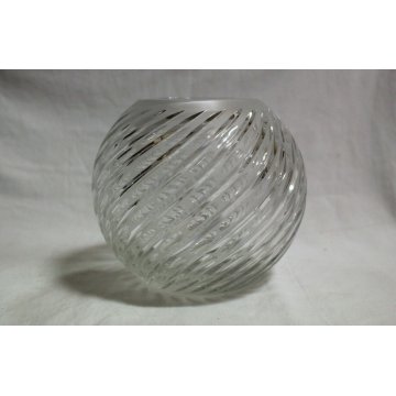 VASO CRISTALLO MOLATO SFERA DESIGN SPIRALE '900 VETRO OLD GLASS VASE SCULPTURE 