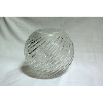 VASO CRISTALLO MOLATO SFERA DESIGN SPIRALE '900 VETRO OLD GLASS VASE SCULPTURE 