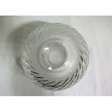 VASO CRISTALLO MOLATO SFERA DESIGN SPIRALE '900 VETRO OLD GLASS VASE SCULPTURE 