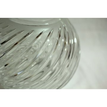 VASO CRISTALLO MOLATO SFERA DESIGN SPIRALE '900 VETRO OLD GLASS VASE SCULPTURE 