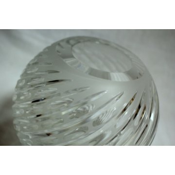 VASO CRISTALLO MOLATO SFERA DESIGN SPIRALE '900 VETRO OLD GLASS VASE SCULPTURE 