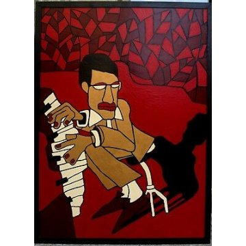GRANDE QUADRO ASTRATTO SAMMY DAVIS JR Toni Alfano ACRILICO TAVOLA PIANISTA JAZZ