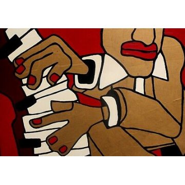 GRANDE QUADRO ASTRATTO SAMMY DAVIS JR Toni Alfano ACRILICO TAVOLA PIANISTA JAZZ