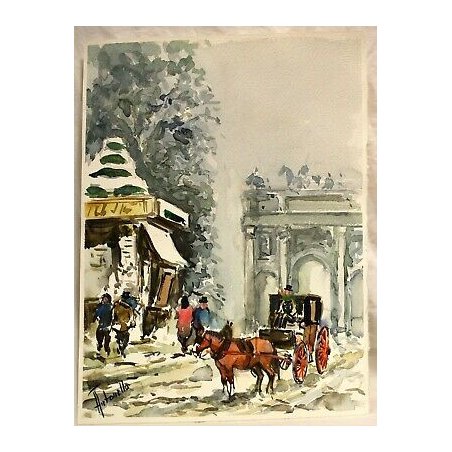 DIPINTO Antonello Zecca ACQUERELLO PAESAGGIO MILANO SCOMPARSA Edicola al parco