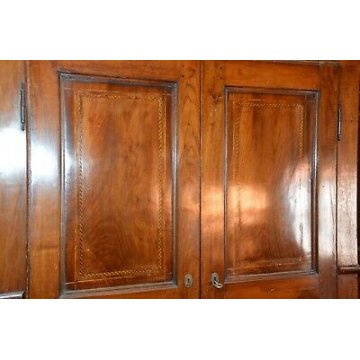 ANTICO ARMADIO INTARSIATO GUARDAROBA LOMBARDO NOCE epoca 1800 ANCIENT WARDROBE