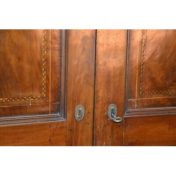 ANTICO ARMADIO INTARSIATO GUARDAROBA LOMBARDO NOCE epoca 1800 ANCIENT WARDROBE