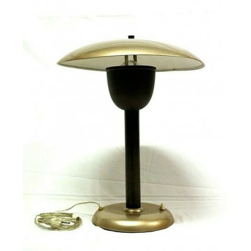 LAMPADA SCRIVANIA DESIGN ART DECO' TABLE LAMP FUNGO METALLO OTTONATO primi '900