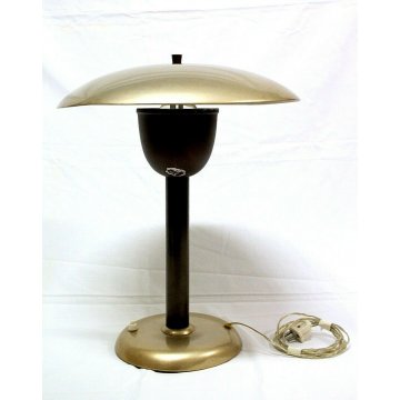 LAMPADA SCRIVANIA DESIGN ART DECO' TABLE LAMP FUNGO METALLO OTTONATO primi '900