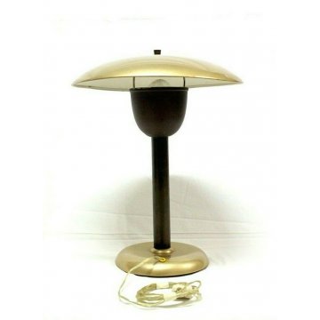 LAMPADA SCRIVANIA DESIGN ART DECO' TABLE LAMP FUNGO METALLO OTTONATO primi '900