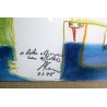 QUADRO ASTRATTO DIPINTO TECNICA MISTA DESIGN ARTE GRAFICA STAMPA 1975 